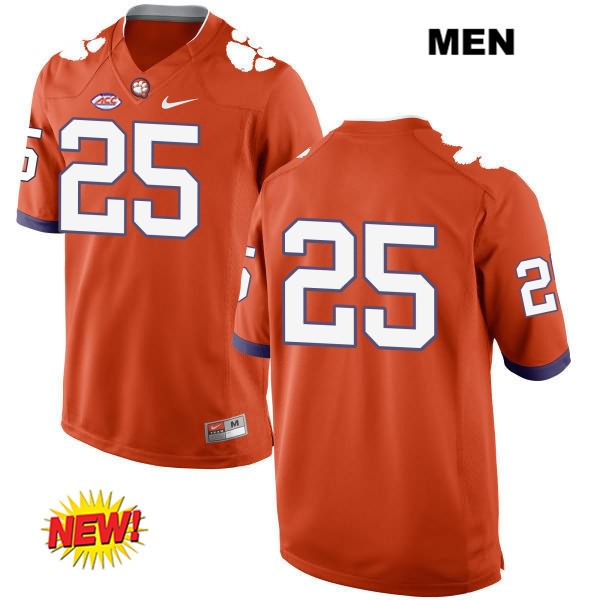 Men's Clemson Tigers #25 J.C. Chalk Stitched Orange New Style Authentic Nike No Name NCAA College Football Jersey YMJ5546VS